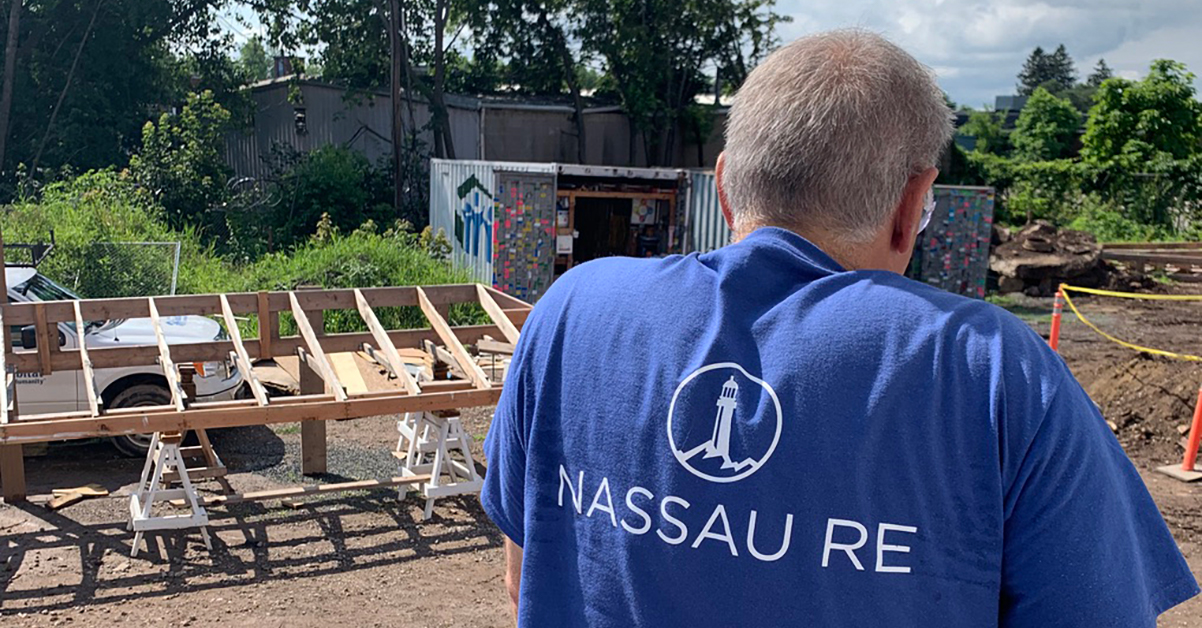 Nassau Re employee at Habitat for Humanity.
